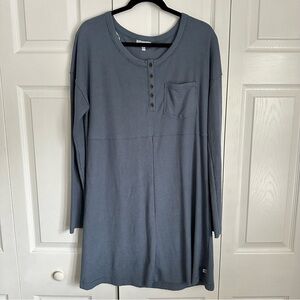 Ocean+Coast Dress Womens Large Blue Waffle Knit Henley Long Sleeve Coastal Beach